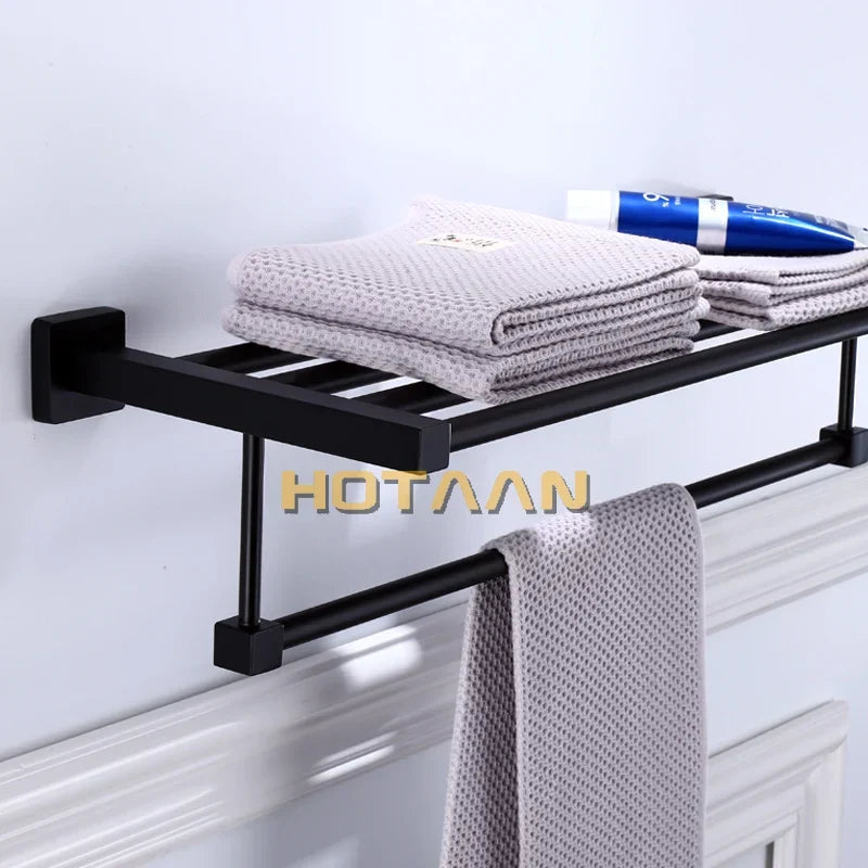 Artfan lighting Black Towel Rack: Wall-mounted Aluminium Bathroom Accessories