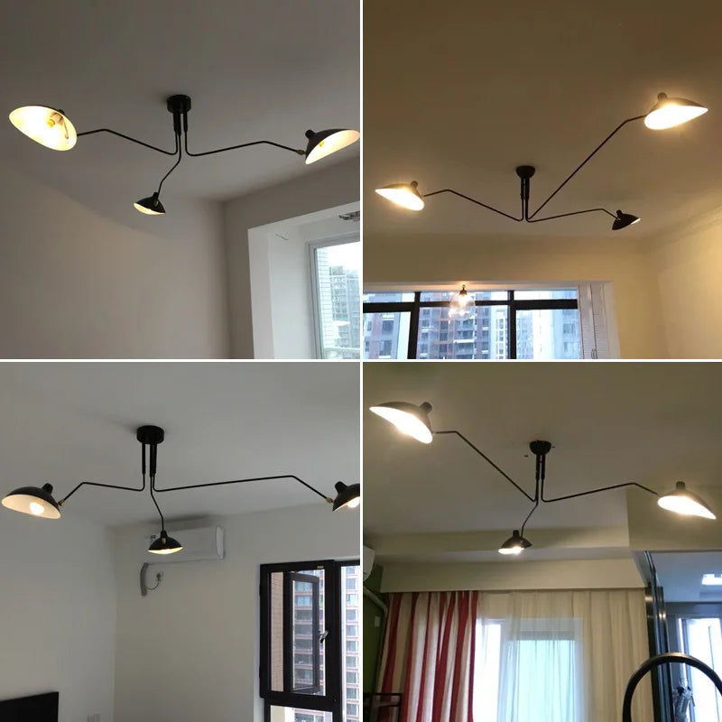 Artfan lighting Black Swing Arm Chandelier | Loft Industrial Adjustable Lighting Fixture