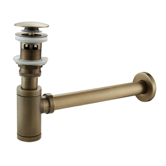 Artfan Antique Brass Pop Up Drain Kit with P-Trap Pipe for Bathroom Sink.
