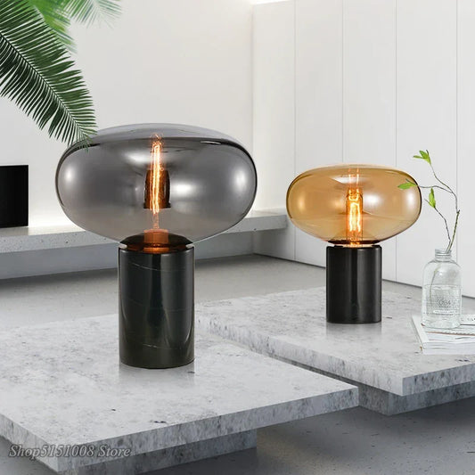 Artfan Amber Glass Table Lamp for Modern Living Spaces
