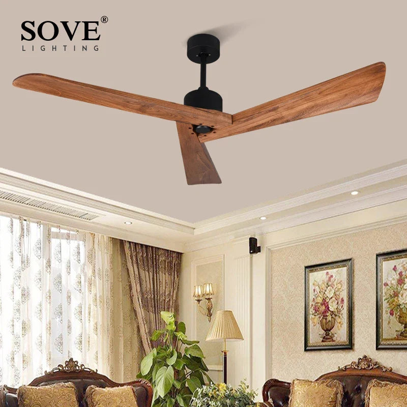 Artfan 60" Wood Ceiling Fan Remote Control Living Room Dining Loft DC Fan 220V