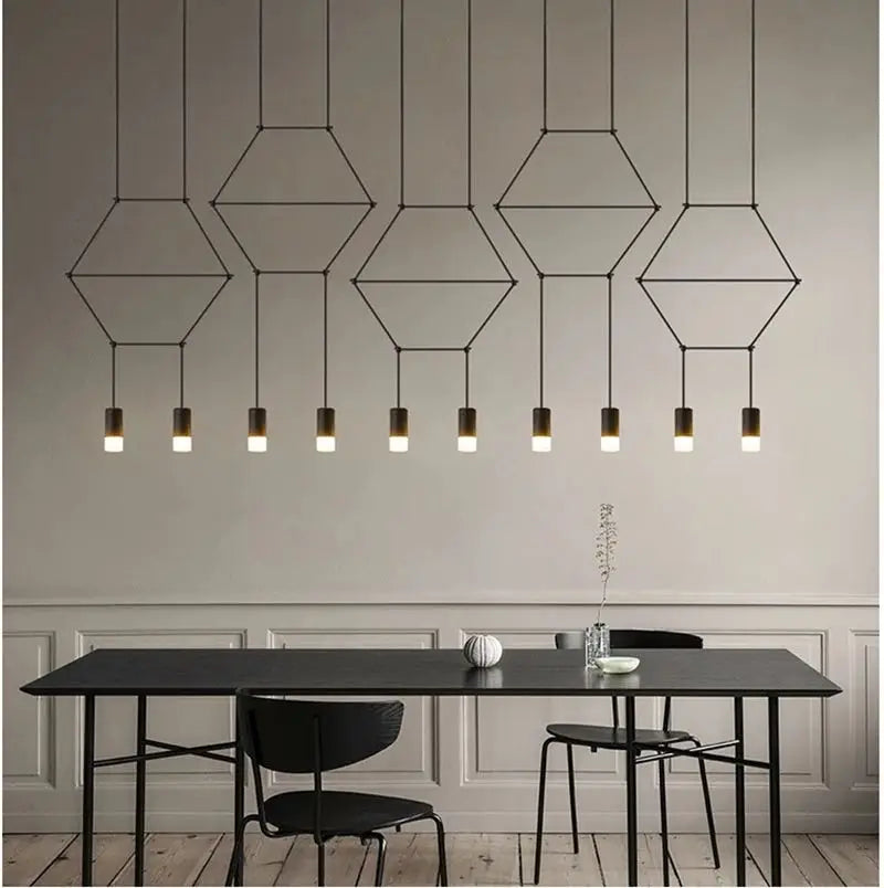 Artfan lighting Black LED Linear Chandelier for Dining Room, Lobby, and Home