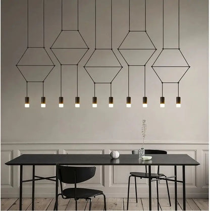 Artfan lighting Black LED Linear Chandelier for Dining Room, Lobby, and Home