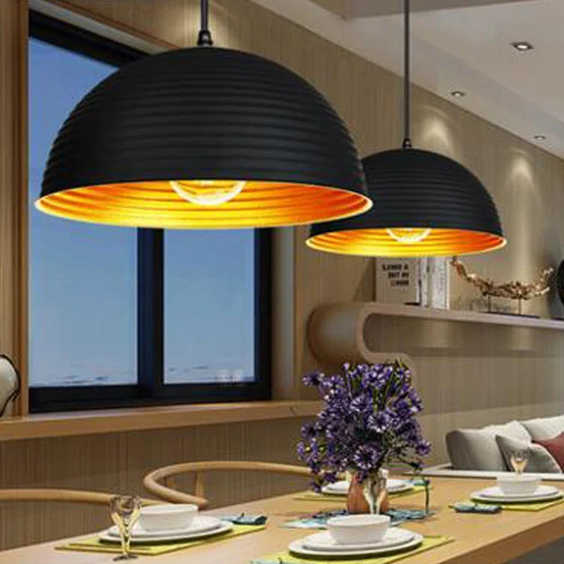 Artfan lighting Black Pot Cover Semicircle Retro Droplight for Bar Cafe Bedroom Restaurant