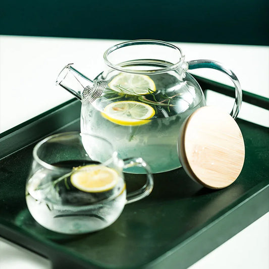 Artfan 1.8L Transparent Borosilicate Glass Teapot | Heat-Resistant Flower Tea Set