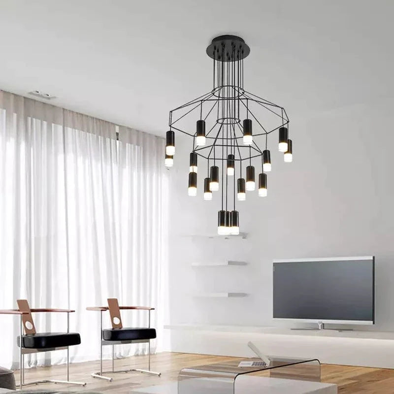 Artfan lighting Black LED Linear Chandelier for Dining Room, Lobby, and Home