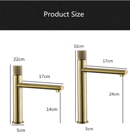 Artfan Brushed Gold Brass Basin Faucet - Cold & Hot Water Mixer Tap