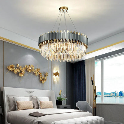 Artfan Art Deco Golden Black Crystal Pendant Lights for Dinning Room