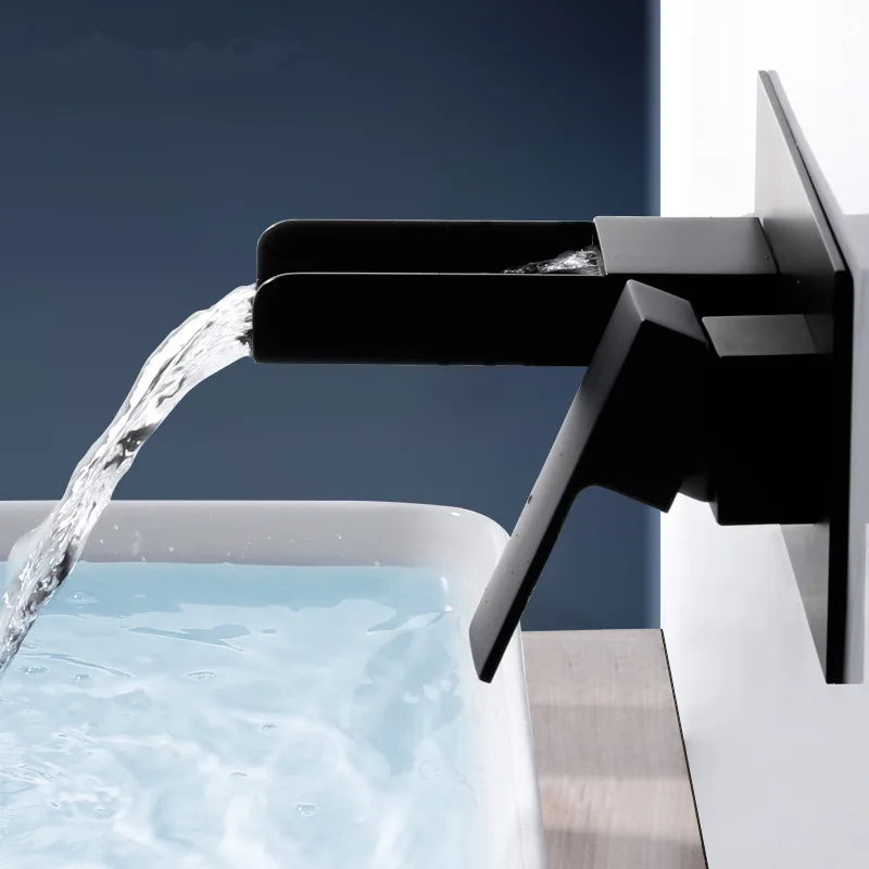 Artfan lighting Blanoir Black Chrome Waterfall Basin Mixer Tap Set