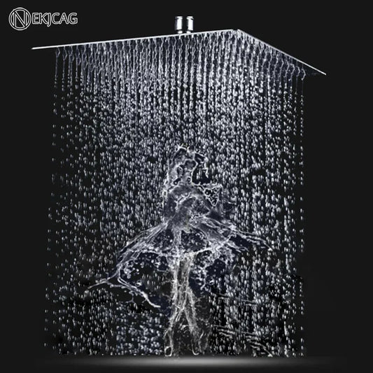 Artfan 12-inch Square Rain Shower Head with Ceiling/Wall Mount in Chrome/Gold/Brushed/Black Finish