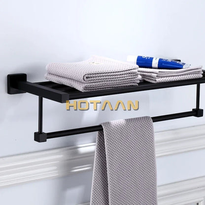 Artfan lighting Black Towel Rack: Wall-mounted Aluminium Bathroom Accessories
