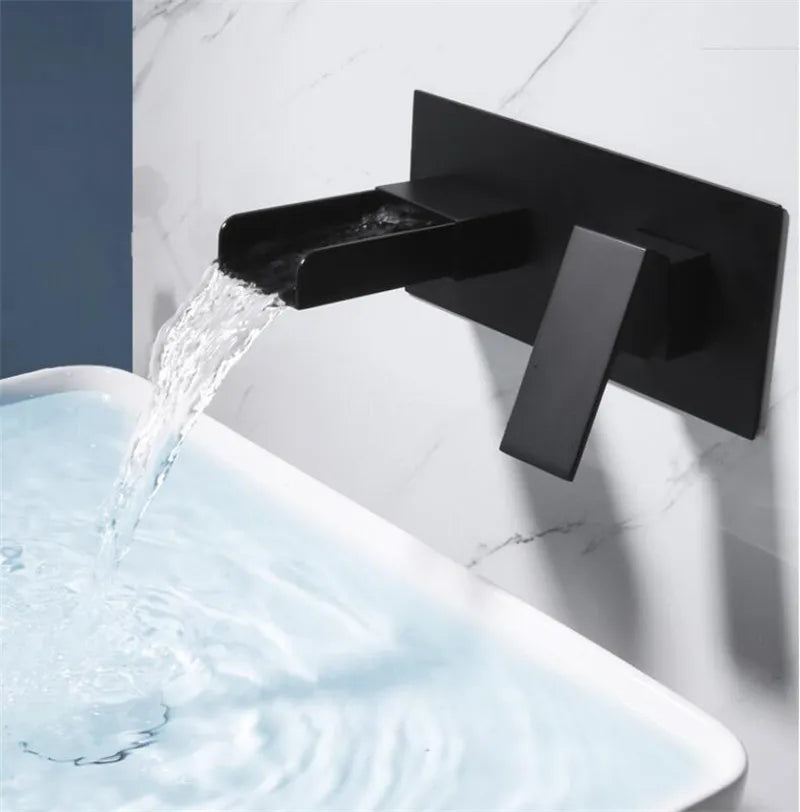 Artfan lighting Blanoir Black Chrome Waterfall Basin Mixer Tap Set