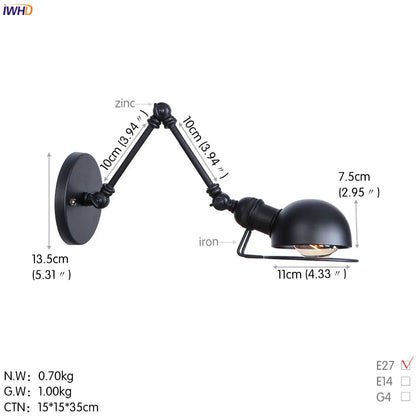 Artfan Antique Black Wall Lamp Vintage Industrial Sconce LED Applique Murale