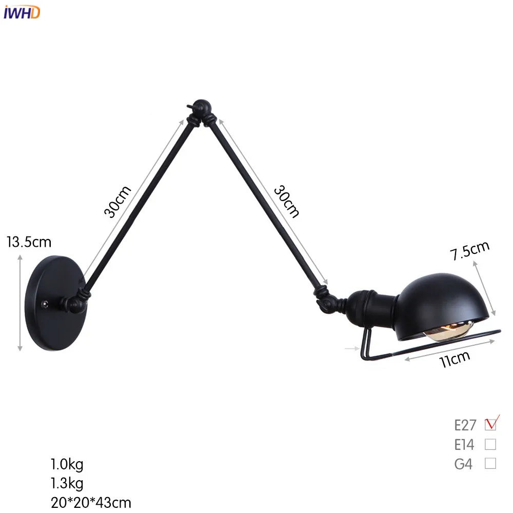 Artfan Antique Black Wall Lamp Vintage Industrial Sconce LED Applique Murale