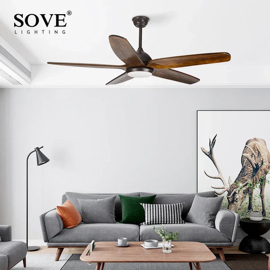 Artfan 60 Inch Wooden Blade DC Ceiling Fan Remote Control Vintage Home Decor