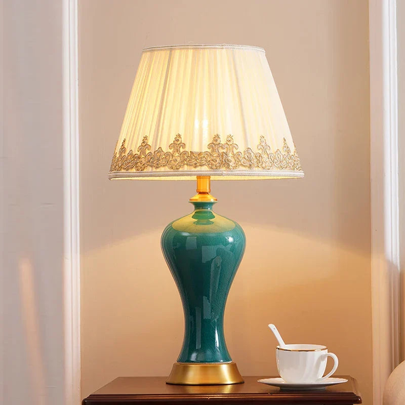 Artfan American Luxury Ceramic Table Lamp - European Style Bedroom Bedside Light