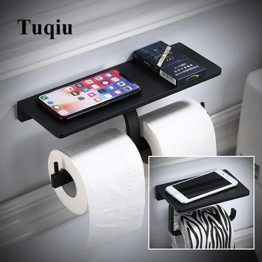 Artfan Aluminum Bathroom Paper Holder with Phone Holder and Wall Mount