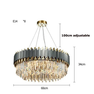 Artfan Art Deco Golden Black Crystal Pendant Lights for Dinning Room