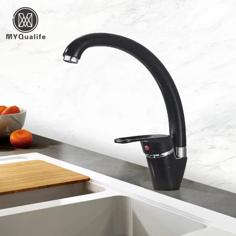 Artfan lighting Black Single Handle Kitchen Faucet - Hot and Cold Water Mixer
