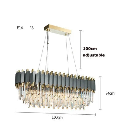 Artfan Art Deco Golden Black Crystal Pendant Lights for Dinning Room