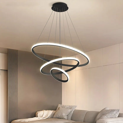 Artfan lighting Black Ring LED Pendant Chandelier for Living Room, Dining Room, Kitchen