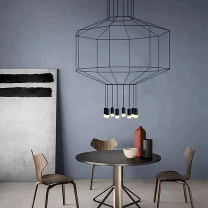 Artfan lighting Black LED Linear Chandelier for Dining Room, Lobby, and Home