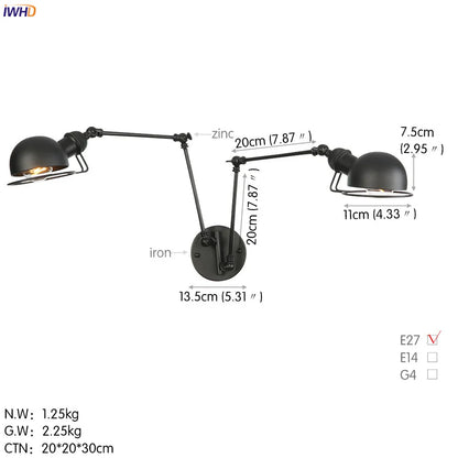 Artfan Antique Black Wall Lamp Vintage Industrial Sconce LED Applique Murale