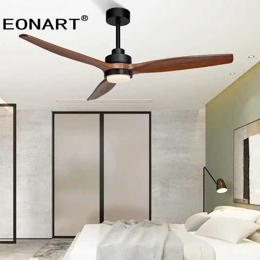 Artfan 52" Black Wood Ceiling Fan with LED Light and Remote Control
