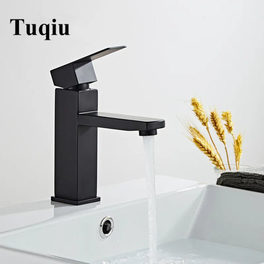 Artfan lighting Black Baking Stainless Steel Basin Faucet - Hot Cold Bathroom Sink Mixer