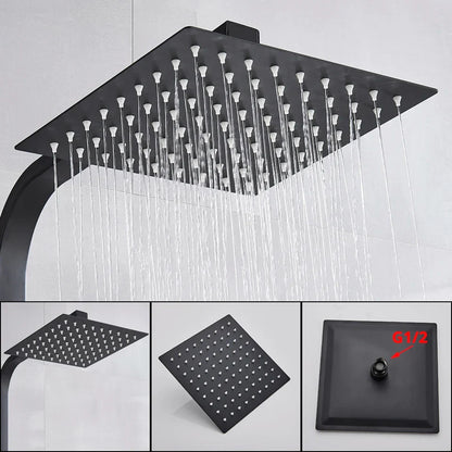 Artfan lighting Black Thermostatic Rain Shower Faucet Set for Wall Mounted Bathrooms