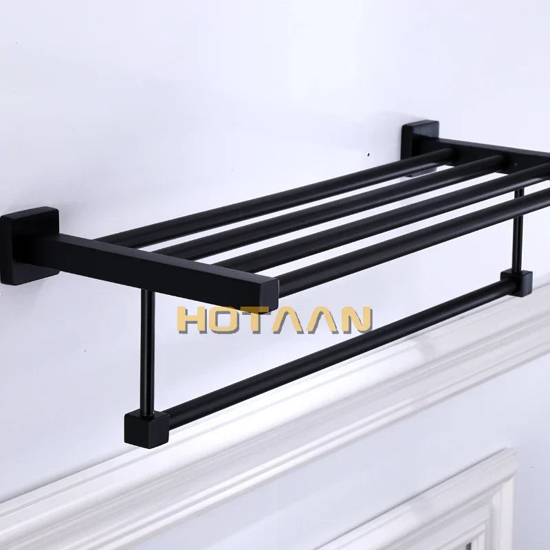 Artfan lighting Black Towel Rack: Wall-mounted Aluminium Bathroom Accessories