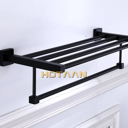 Artfan lighting Black Towel Rack: Wall-mounted Aluminium Bathroom Accessories
