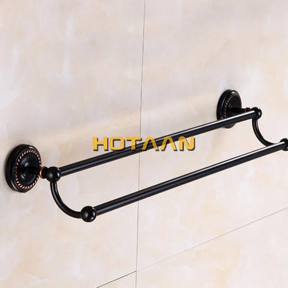 Artfan Antique Black Brass Double Towel Bar 30-60cm - YT-12298-H
