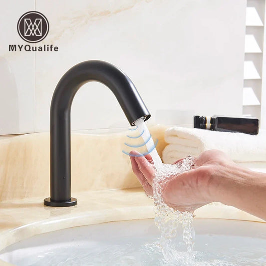 Artfan lighting Black Sensor Faucet Bathroom Sink Deck Mount Automatic Basin Faucet