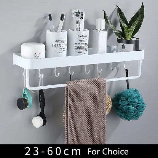 Artfan lighting Black Corner Shelf with Towel Bar, Wall Mounted Aluminum Kitchen Storage Holder