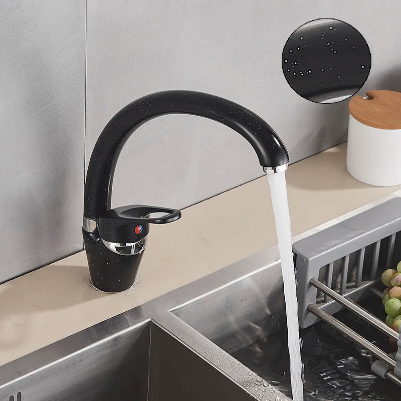 Artfan lighting Black Single Handle Kitchen Faucet - Hot and Cold Water Mixer