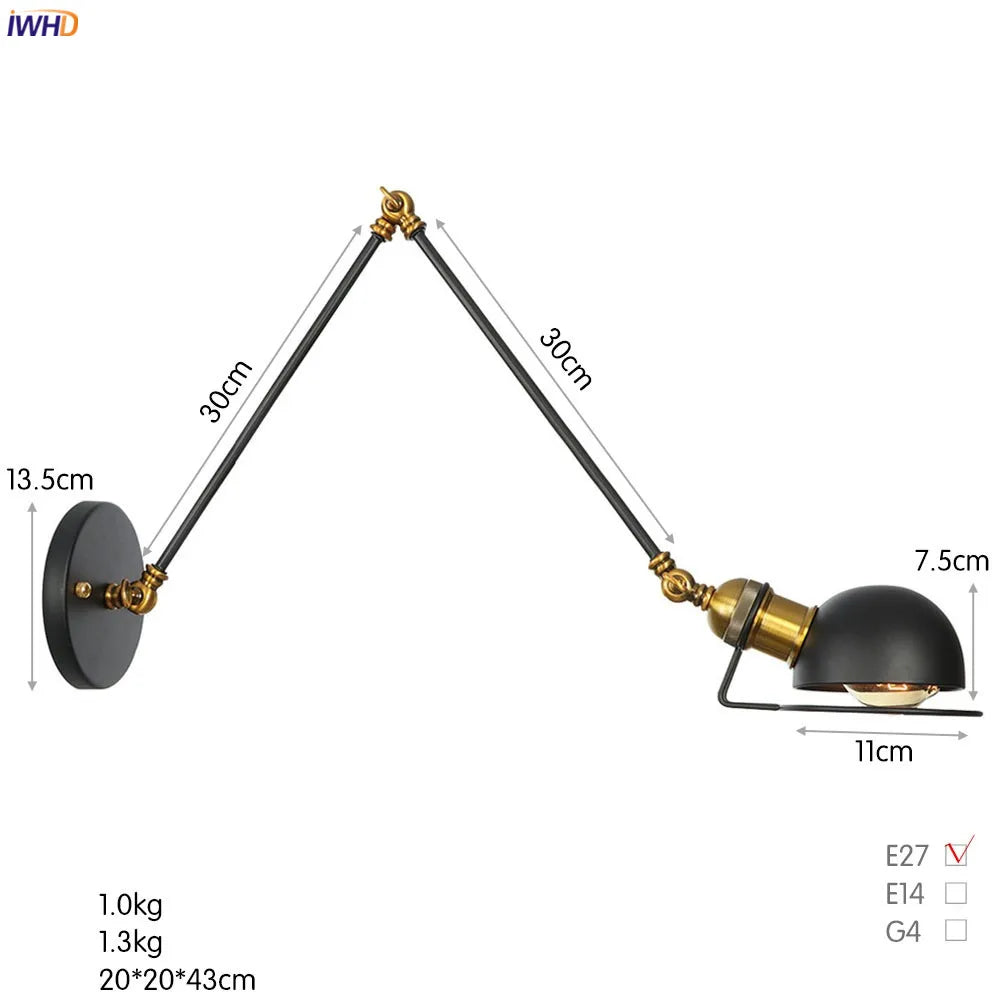 Artfan Antique Black Wall Lamp Vintage Industrial Sconce LED Applique Murale