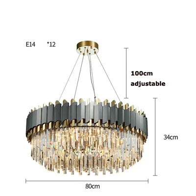 Artfan Art Deco Golden Black Crystal Pendant Lights for Dinning Room