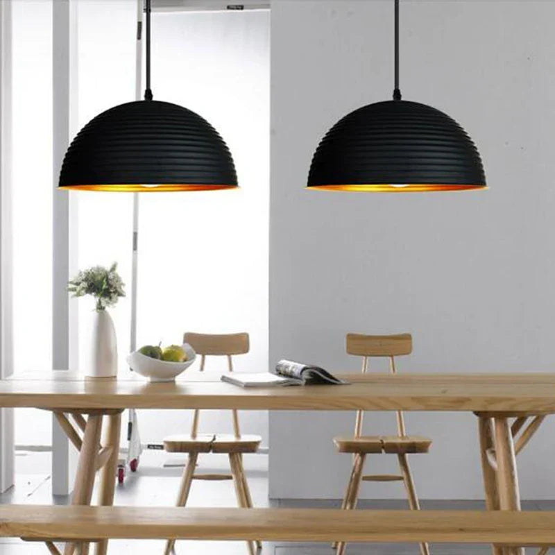 Artfan lighting Black Pot Cover Semicircle Retro Droplight for Bar Cafe Bedroom Restaurant
