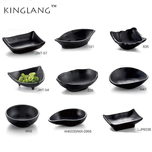 Artfan lighting Black Melamine Plastic Dipping Sauce Dish Bowl Set - Pack of 4