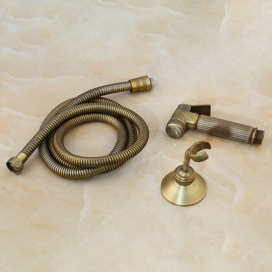 Artfan Antique Brass Bidet Faucet Wall Mount with Hand Shower - Bathroom Accessory
