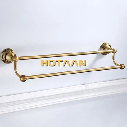Artfan Antique Brass Towel Holder Single Bar Rack. Solid Aluminium Rail, 30/40/45/50/60cm.
