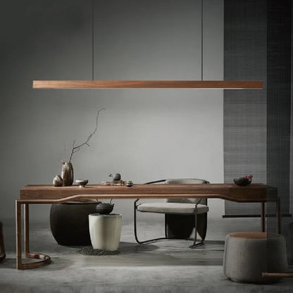 Artfan lighting Black Walnut Log Strip Pendant Light for Dining Room, Office, and Bar