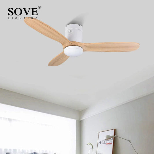 Artfan lighting Black Vintage Wood Ceiling Fan with Remote Control - Retro Decorative Home Fan-Light