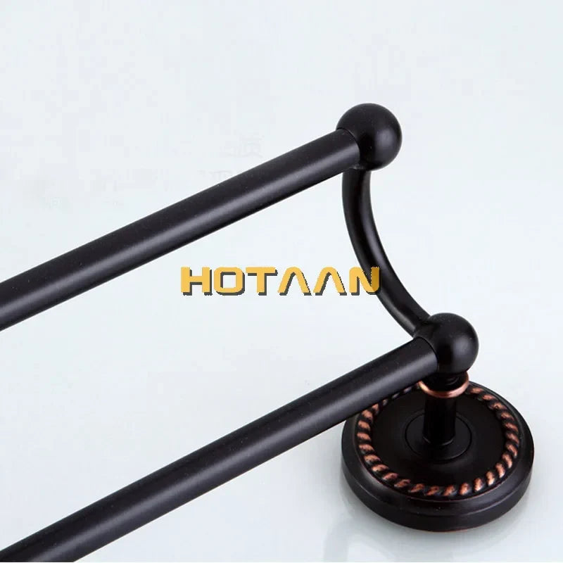 Artfan Antique Black Brass Double Towel Bar 30-60cm - YT-12298-H