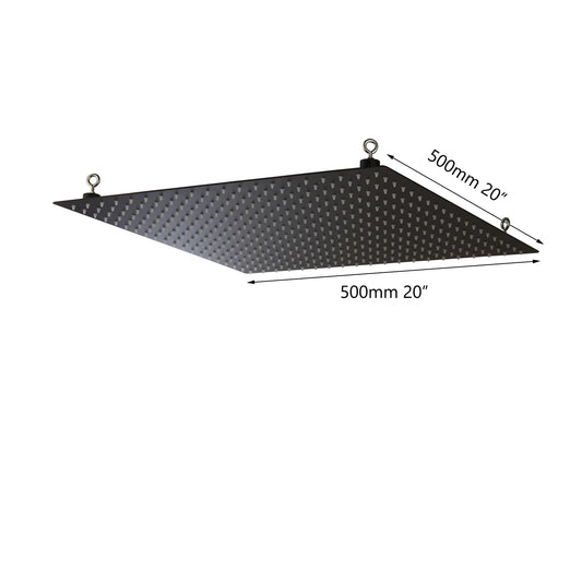 Artfan 8-20" Black Ultra-thin Rain Shower Head for Bathroom Square Rainfall Faucet