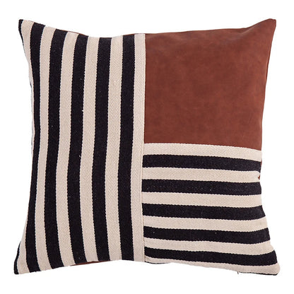 Artfan lighting Black Stripe Faux Leather Pillow Cover 45x45cm for Home Decor