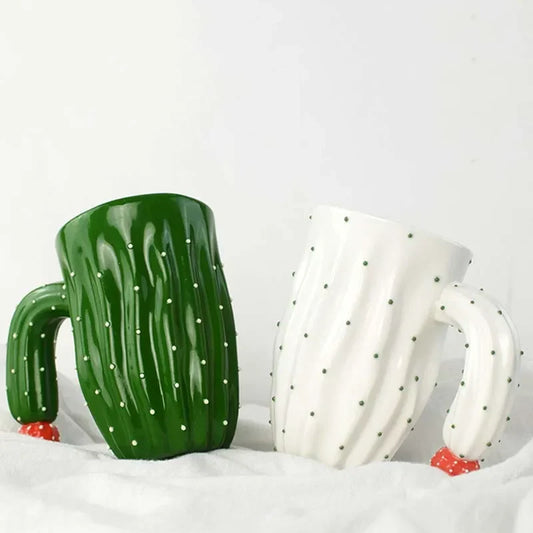 Artfan 3D Cactus Style Ceramic Mug with Special Handle - Tea, Coffee, Milk Cup