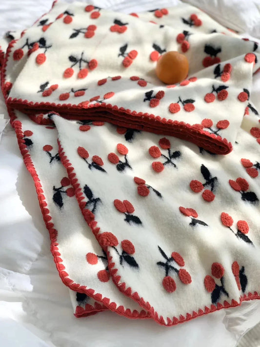 Artfan 3D Cherry Kids Wool Blanket - Kawaii Sweet Girl Crib Bedding