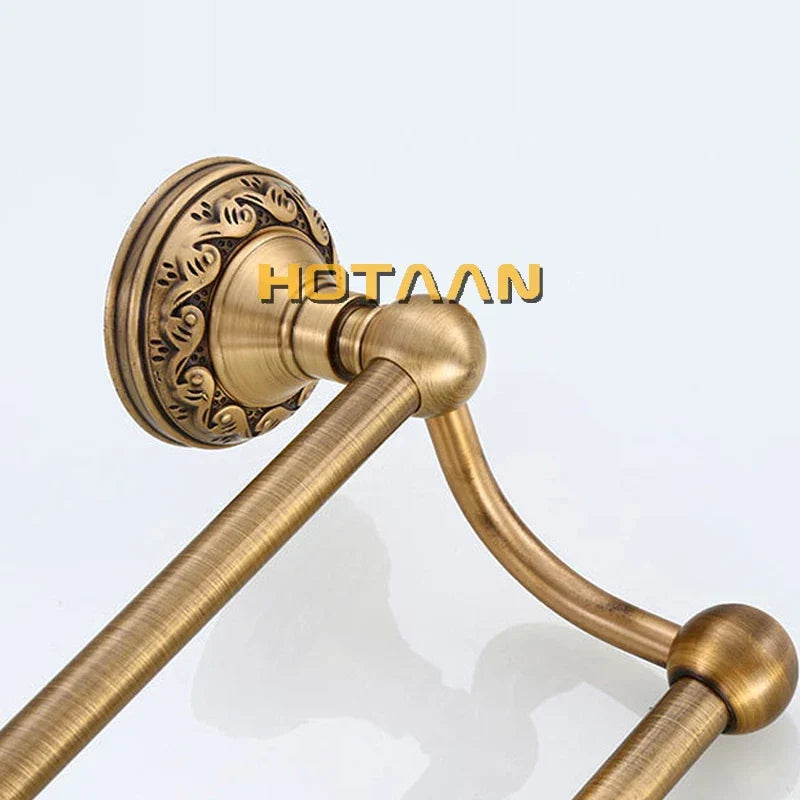 Artfan Antique Brass Towel Holder Single Bar Rack. Solid Aluminium Rail, 30/40/45/50/60cm.